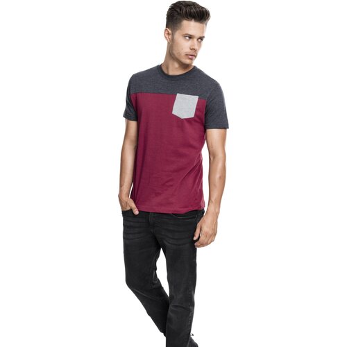 Urban Classics 3-Tone Pocket Tee burgundy/cha/gry S