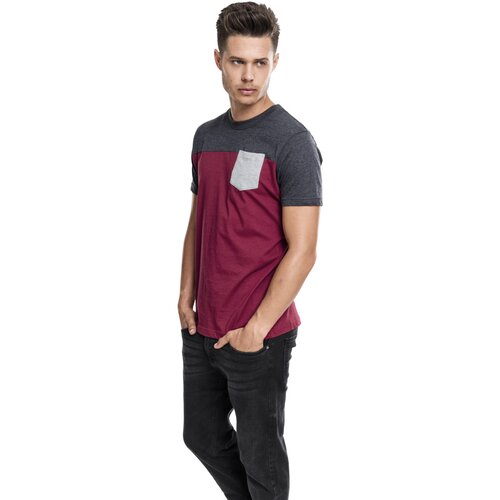 Urban Classics 3-Tone Pocket Tee burgundy/cha/gry S