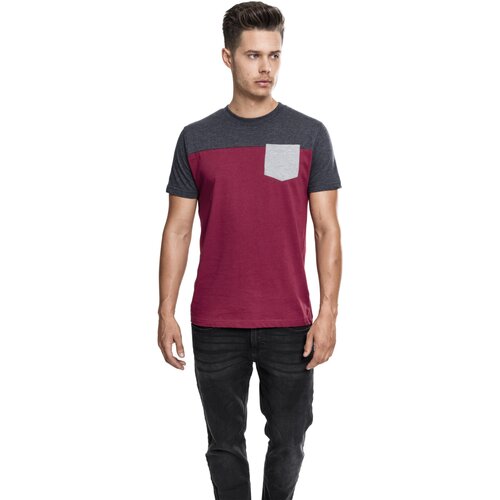 Urban Classics 3-Tone Pocket Tee burgundy/cha/gry S