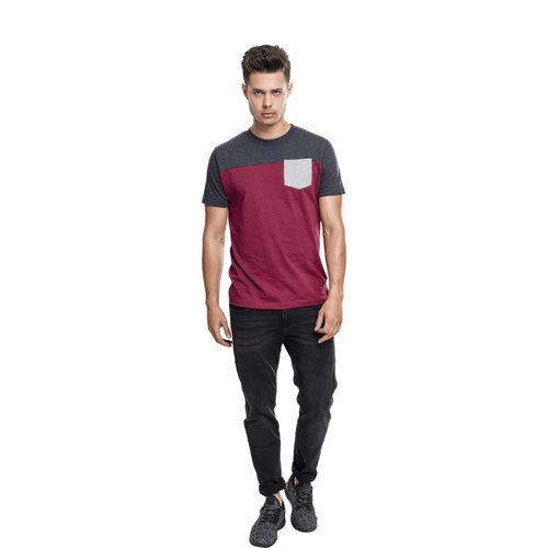 Urban Classics 3-Tone Pocket Tee burgundy/cha/gry S