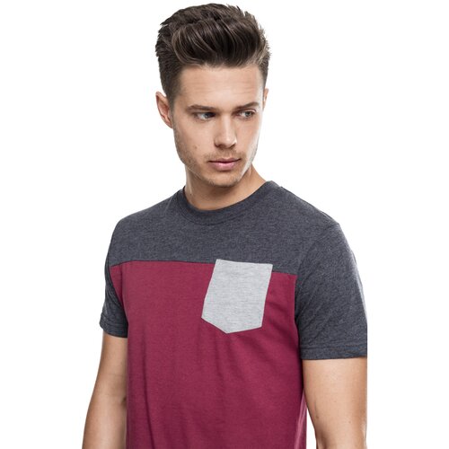 Urban Classics 3-Tone Pocket Tee burgundy/cha/gry S