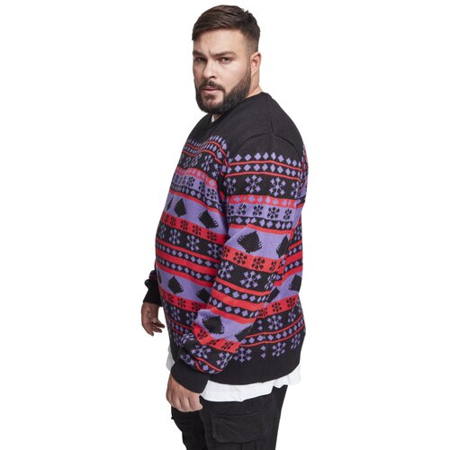 Urban Classics Snowflake Christmas Tree Sweater ultraviolet/black/firered XXL