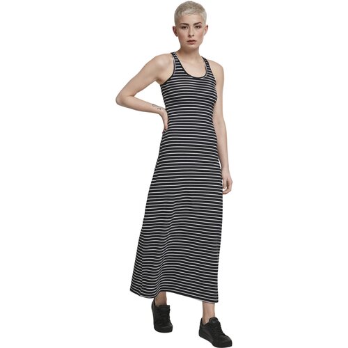 Urban Classics Ladies Long Racer Back Dress black/white XS