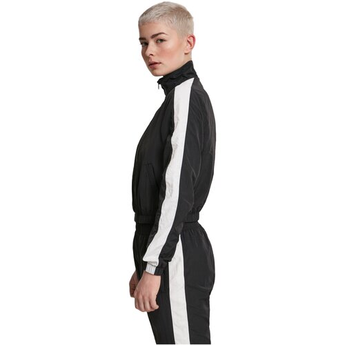 Urban Classics Ladies Short Striped Crinkle Track Jacket blk/wht L