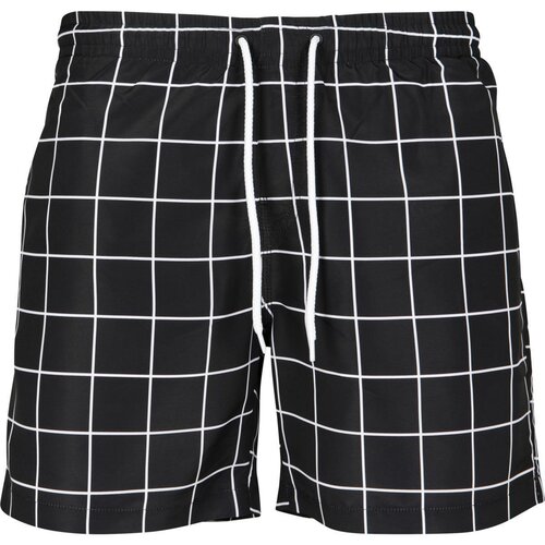 Urban Classics Check Swim Shorts black/white 3XL