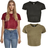 Urban Classics Ladies Cropped Peached Rib Tee