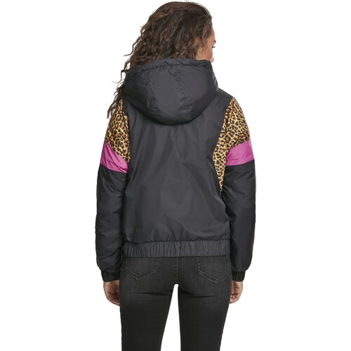 Urban Classics Ladies AOP Mixed Pull Over Jacket black/leo 3XL
