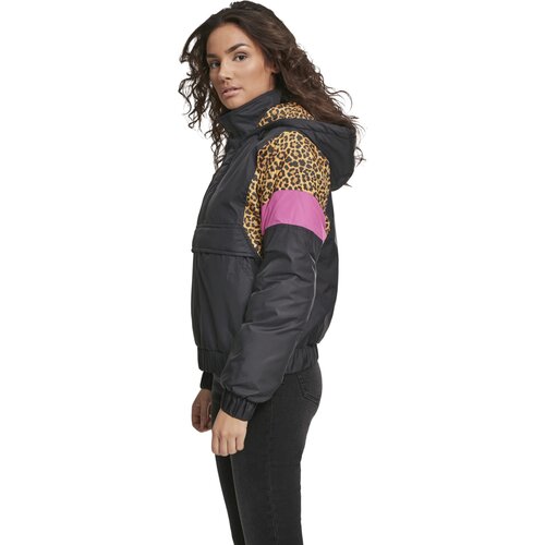 Urban Classics Ladies AOP Mixed Pull Over Jacket black/leo 3XL