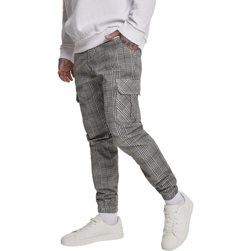 Urban Classics AOP Glencheck Cargo Jog Pants white/black XXL