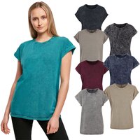 Build your Brand Ladies Acid Washed Extended Shoulder Tee