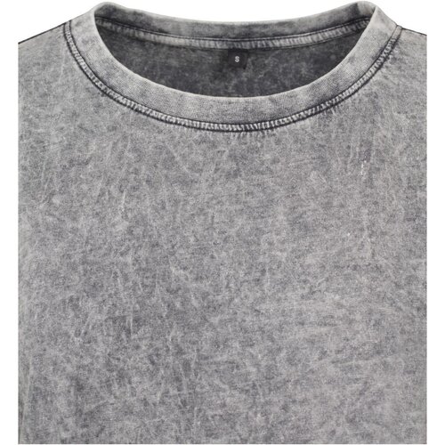 Build your Brand Ladies Acid Washed Cropped Tee grey black XS