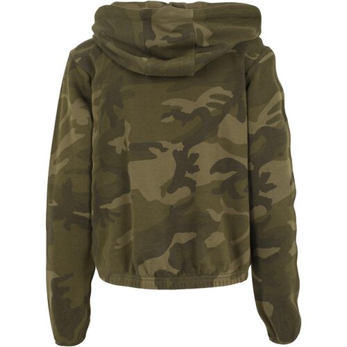 Build your Brand Ladies Camo Cropped Hoody olive camo L