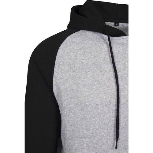 Build your Brand Raglan Hoody h.grey/blk XXL