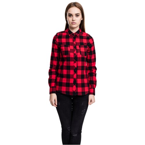 Urban Classics Ladies Turnup Checked Flanell Shirt blk/red L