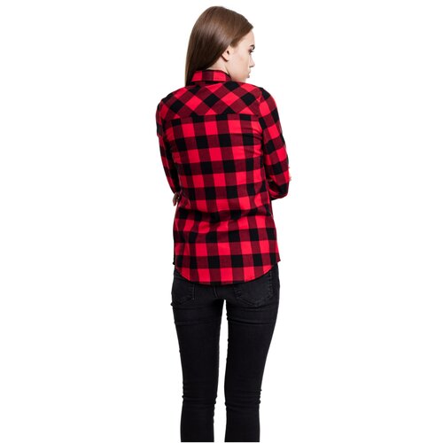 Urban Classics Ladies Turnup Checked Flanell Shirt blk/red L