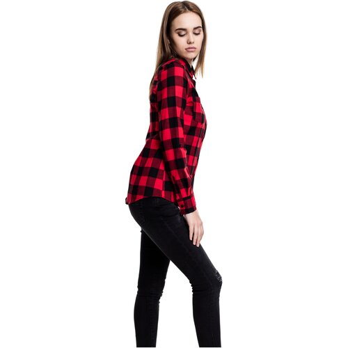 Urban Classics Ladies Turnup Checked Flanell Shirt blk/red XS