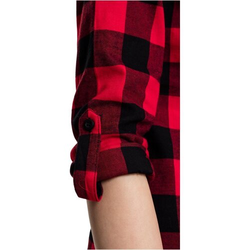 Urban Classics Ladies Turnup Checked Flanell Shirt blk/red XS