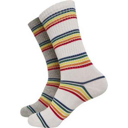 Urban Classics Rainbow Stripes Socks 2-Pack grey/white 35-38
