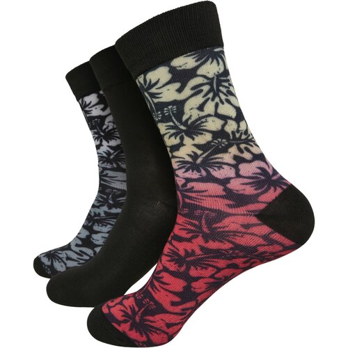 Urban Classics Flower Socks 3-Pack black/grey/red 35-38