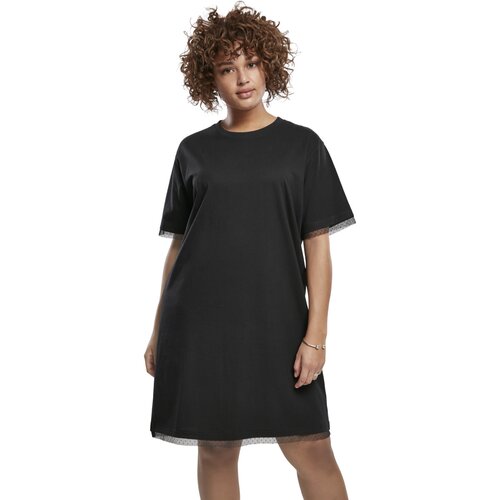 Urban Classics Ladies Boxy Lace Hem Tee Dress black 4XL