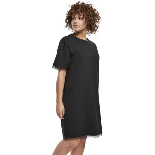Urban Classics Ladies Boxy Lace Hem Tee Dress black 4XL