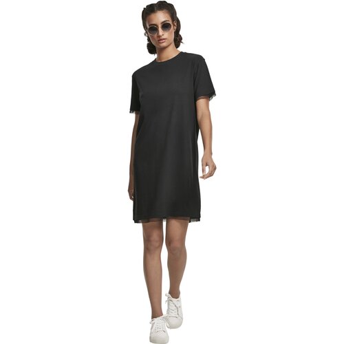 Urban Classics Ladies Boxy Lace Hem Tee Dress black M