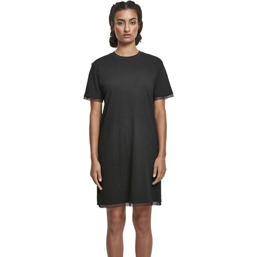 Urban Classics Ladies Boxy Lace Hem Tee Dress black M