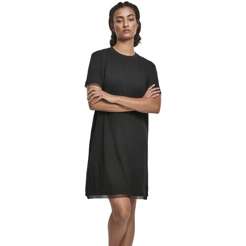 Urban Classics Ladies Boxy Lace Hem Tee Dress black XS