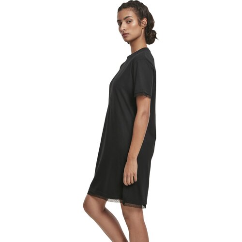 Urban Classics Ladies Boxy Lace Hem Tee Dress black XS