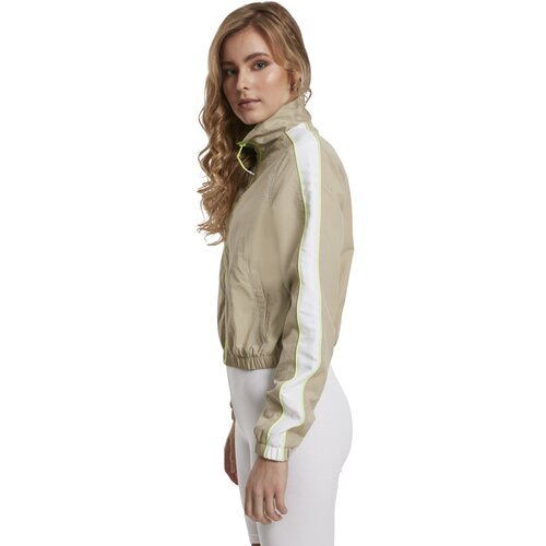 Urban Classics Ladies Short Piped Track Jacket concrete/electriclime L