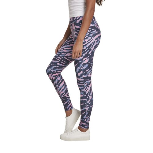 Urban Classics Ladies High Waist Tie Dye Leggings darkshadow/pink XS