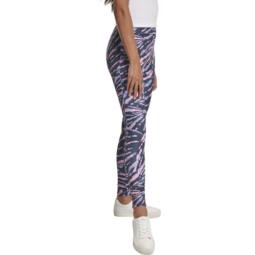 Urban Classics Ladies High Waist Tie Dye Leggings darkshadow/pink XS