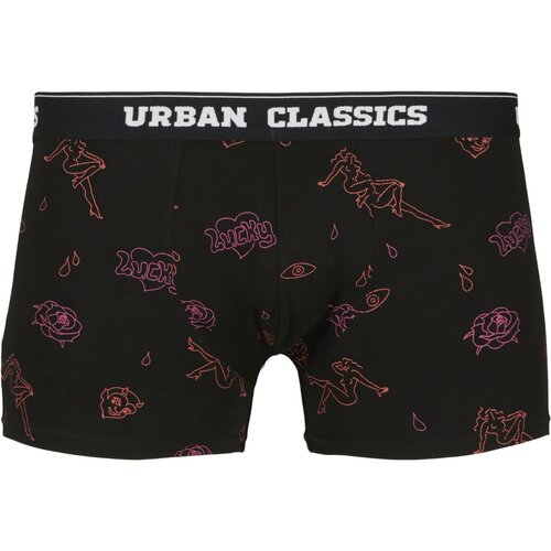 Urban Classics Boxer Shorts 3-Pack charcoal/funky AOP/black XXL