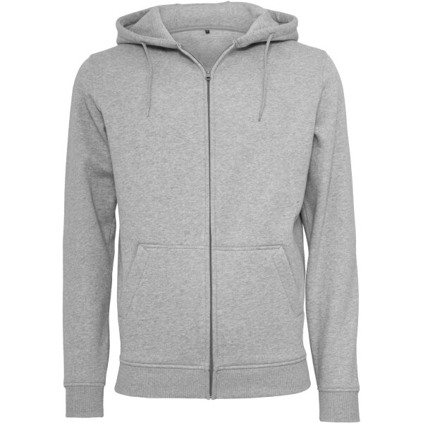 Build your Brand Heavy Zip Hoody heather grey 5XL
