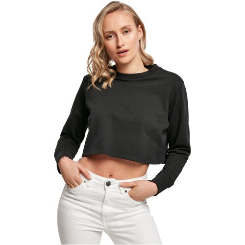 Build your Brand Ladies Terry Cropped Crew black 3XL
