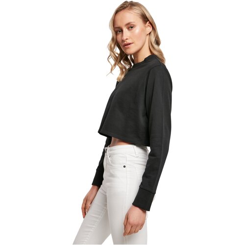 Build your Brand Ladies Terry Cropped Crew black 3XL