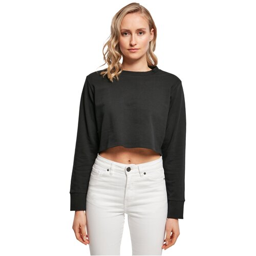 Build your Brand Ladies Terry Cropped Crew black 3XL