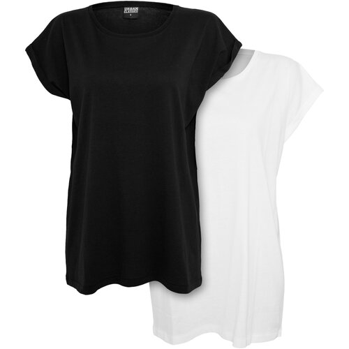 Urban Classics Ladies Extended Shoulder Tee 2-Pack black/white XXL