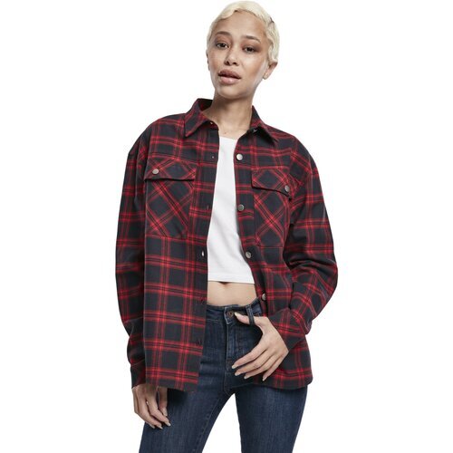 Urban Classics Ladies Oversized Overshirt midnightnavy/red S