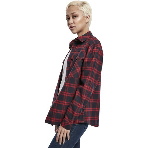 Urban Classics Ladies Oversized Overshirt midnightnavy/red S