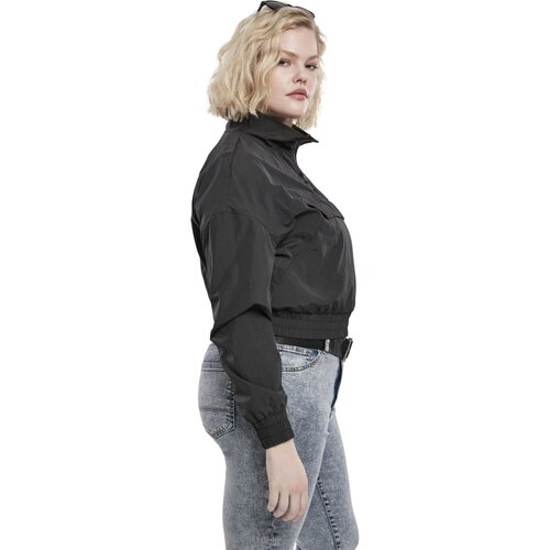 Urban Classics Ladies Cropped Crinkle Nylon Pull Over Jacket black XXL