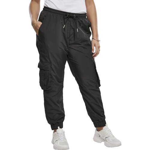 Urban Classics Ladies High Waist Crinkle Nylon Cargo Pants black 5XL