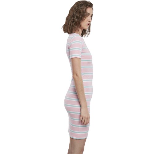 Urban Classics Ladies Stretch Stripe Dress girlypink/oceanblue M