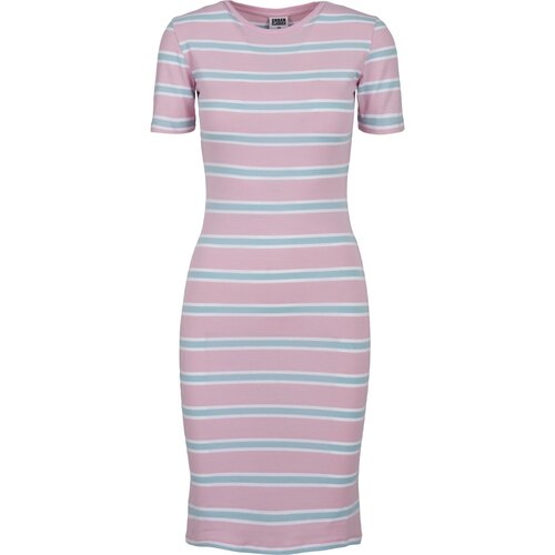Urban Classics Ladies Stretch Stripe Dress girlypink/oceanblue XS