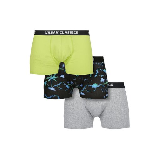 Urban Classics Boxer Shorts 3-Pack island aop/lime/grey L