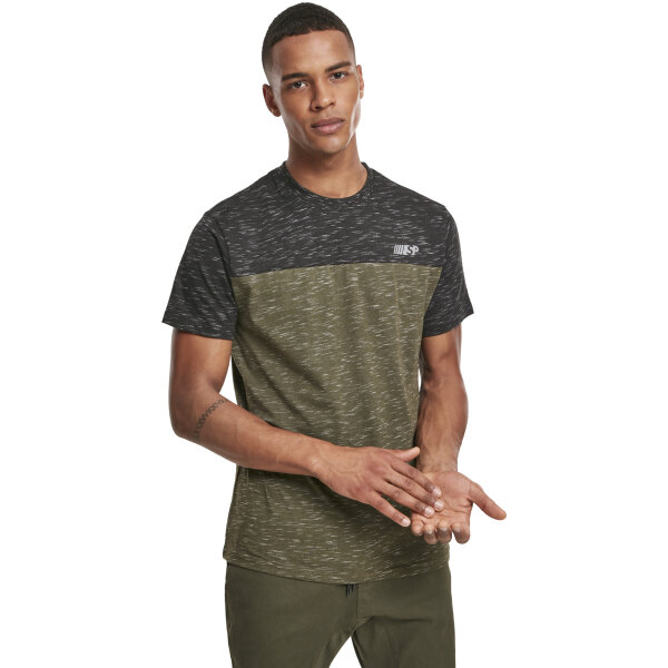 Southpole Color Block Tech Tee marled olive S