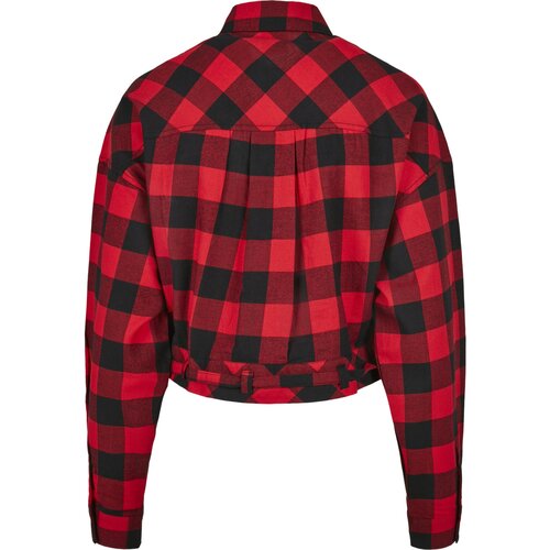 Urban Classics Ladies Short Oversized Check Shirt black/red XS