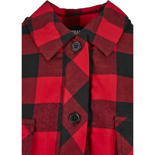 Urban Classics Ladies Short Oversized Check Shirt black/red XS