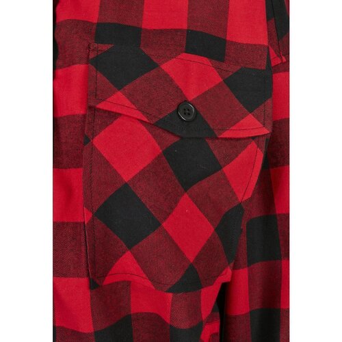 Urban Classics Ladies Short Oversized Check Shirt black/red XS