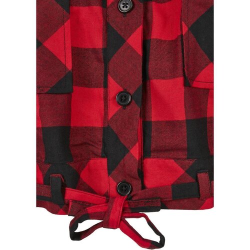 Urban Classics Ladies Short Oversized Check Shirt black/red XS